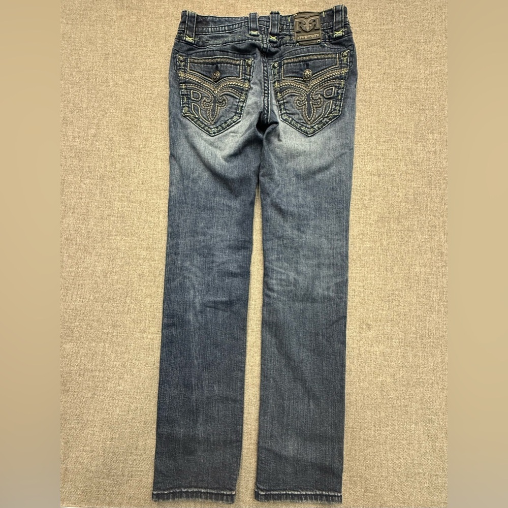 Men’s Rock Revival Dark Blue Straight Jeans - Picture 2 of 12